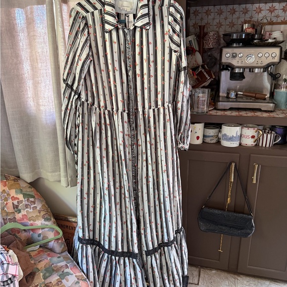 Anthropologie Black and White Striped Maxi Dress - Picture 5 of 12